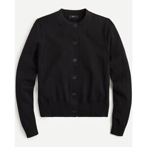 J Crew Jackie Cardigan Sweater Cotton Crepe Preppy Academia Black Size XXL